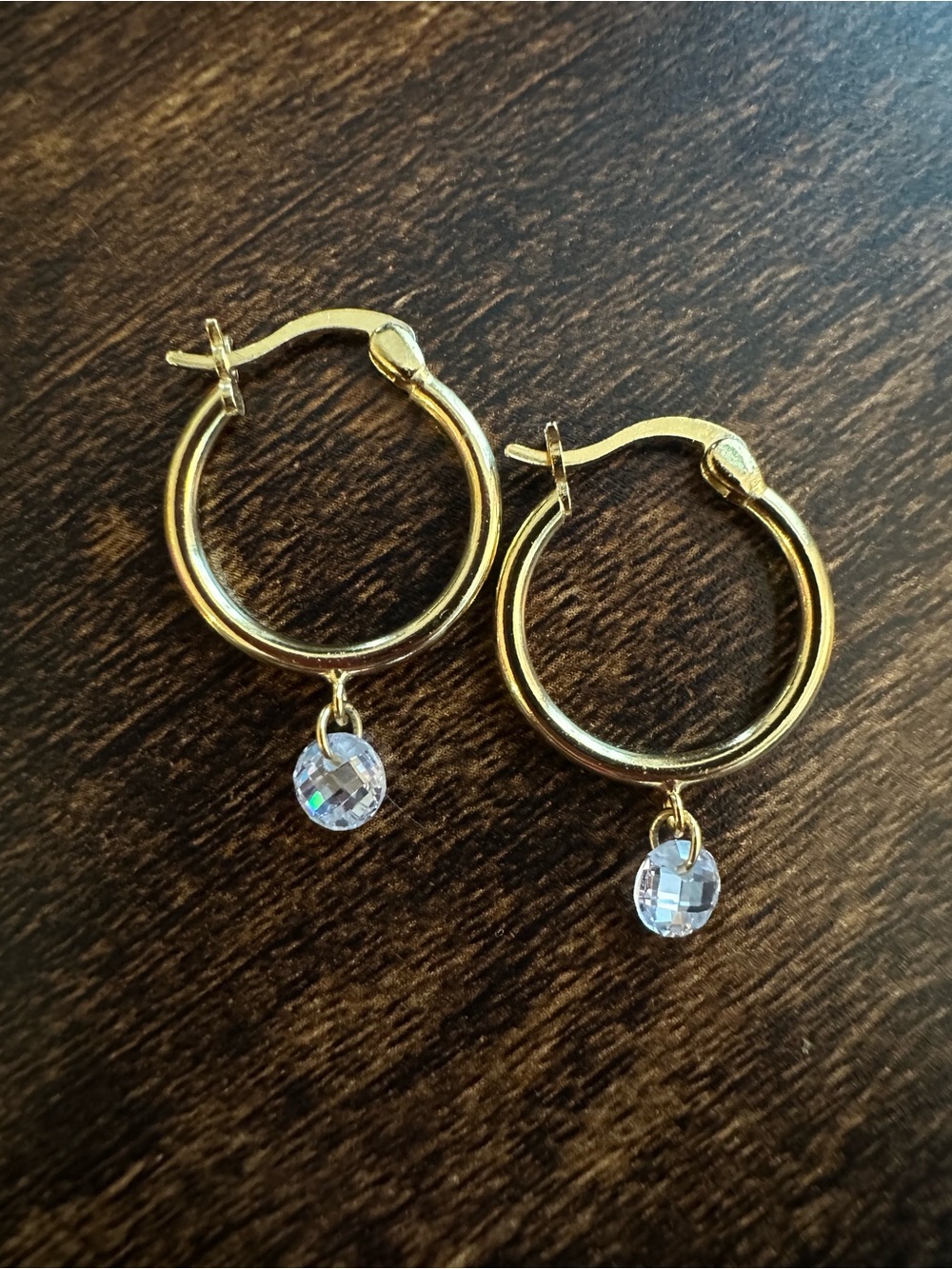 Rachel Zoe Gold Hoop Earrings with Clear Crystal Drops